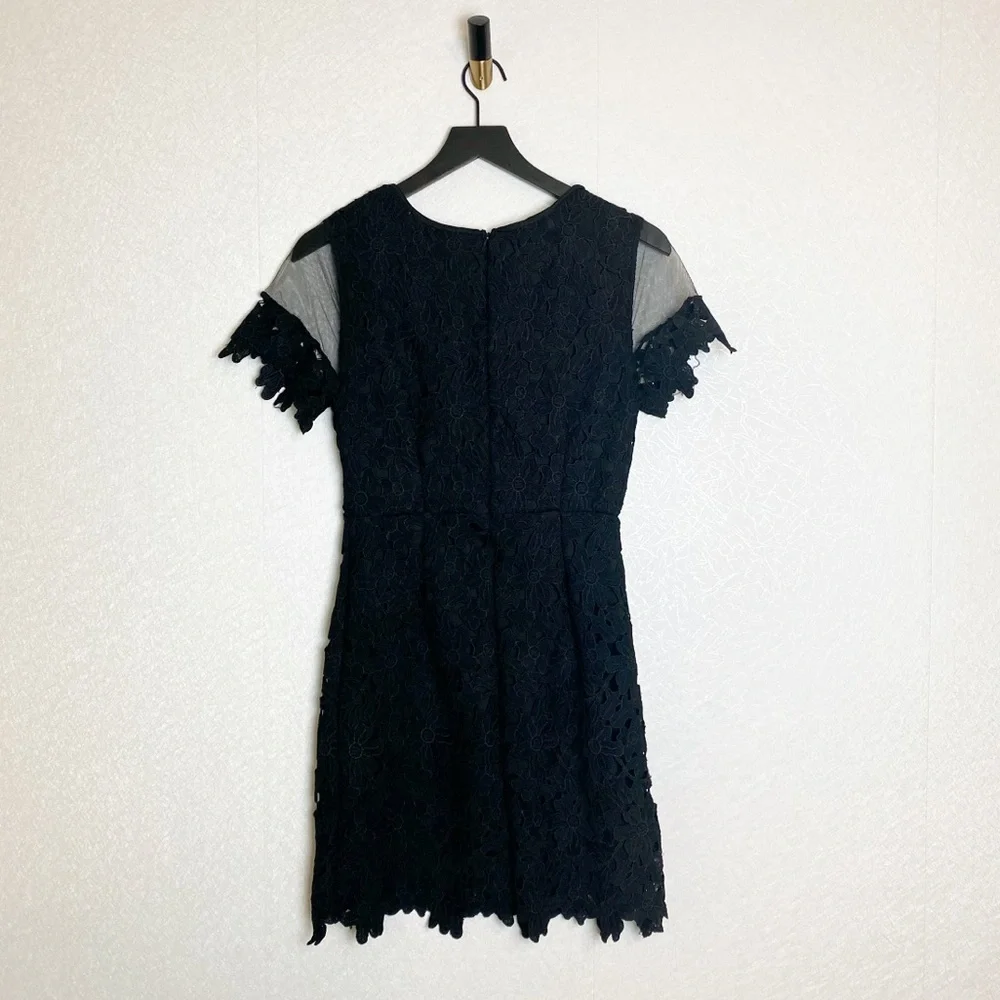 Romeo & Juliet Couture Black Lace Mesh Dress Floral Lace Sheath A-Line Grunge